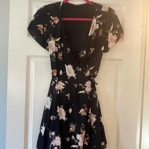 Abercrombie & Fitch Navy Floral Wrap Mini Dress